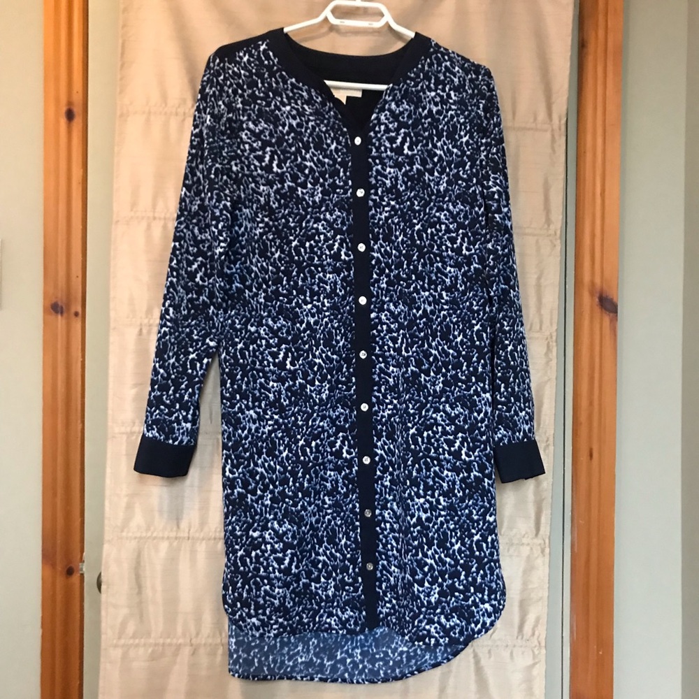 Michael Kors Shirt Dress (Sz. 6) Blue Leopard Print